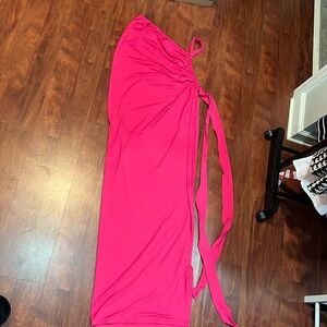size medium amazon bright pink tank top and maxi skirt set
